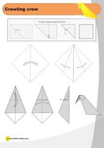 origami crawling crow diagram preview